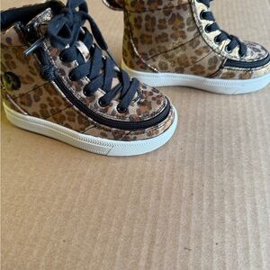 Brown and Black High-Top Sneakers with Animal Print